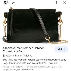 All Saints Dark Green Leather Crossbody Bag